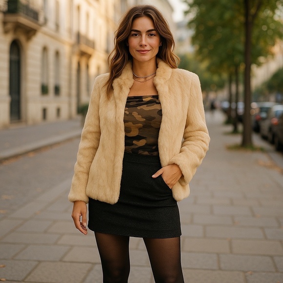 Kamal Quaility Furs natural Blond cream S short jacket zip - Picture 1 of 13
